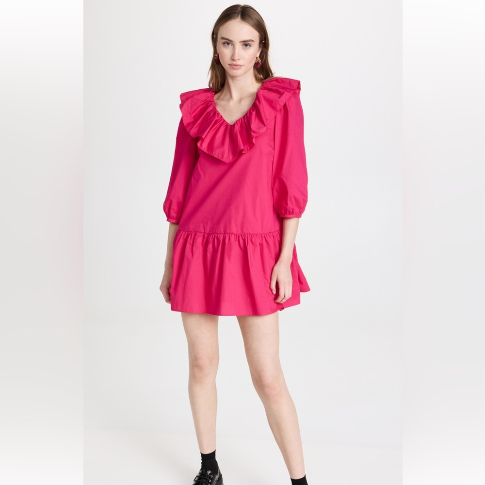 English Factory Long Sleeve V Ruffled Mini Dress
